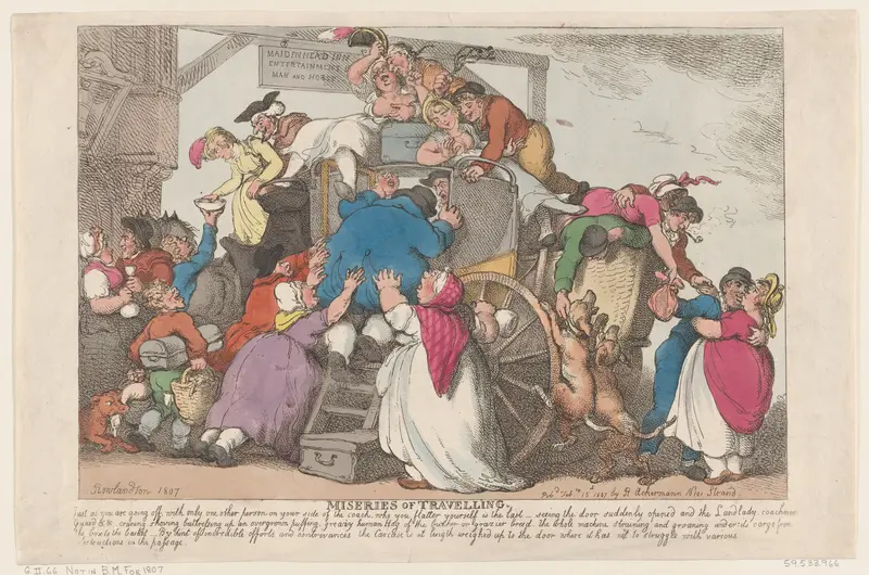 Miseries of Travelling: the Overloaded Coach Wall Art by Thomas Rowlandson - High-Resolution Digital Print