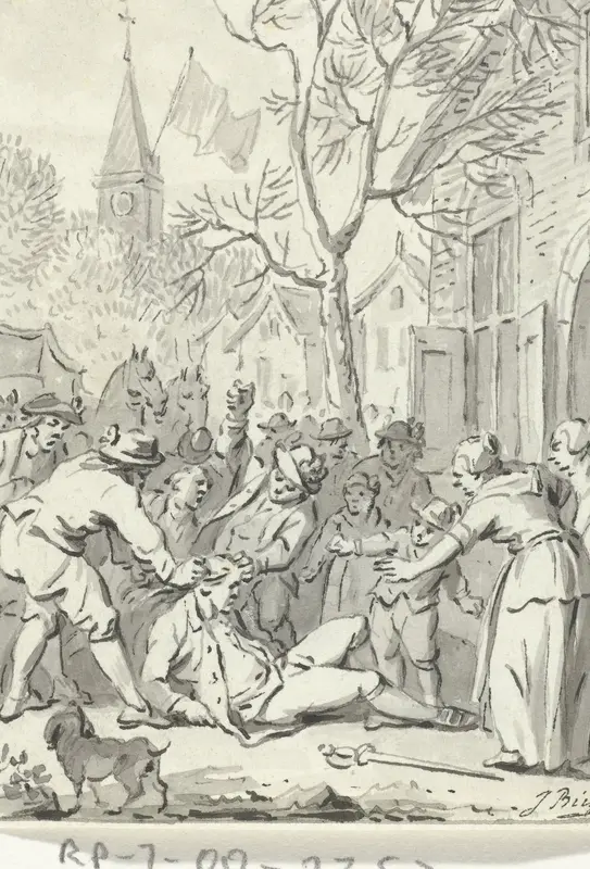 Mishandeling van de schout H.A. Kreet te Rotterdam tijdens een Orangistisch oproer, januari 1785 Wall Art by Unknown - High-Resolution Digital Print