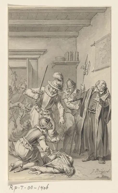 Mishandeling van de zoon van de geleerde Hortensius door de Spanjaarden te Naarden, 1 december 1572 Wall Art by Unknown - High-Resolution Digital Print