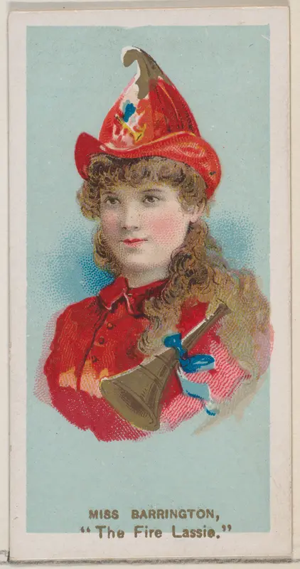 Miss Barrington as "The Fire Lassie," from the series Fancy Dress Ball Costumes (N73) for Duke brand cigarettes Wall Art by W. Duke, Sons & Co. - High-Resolution Digital Print