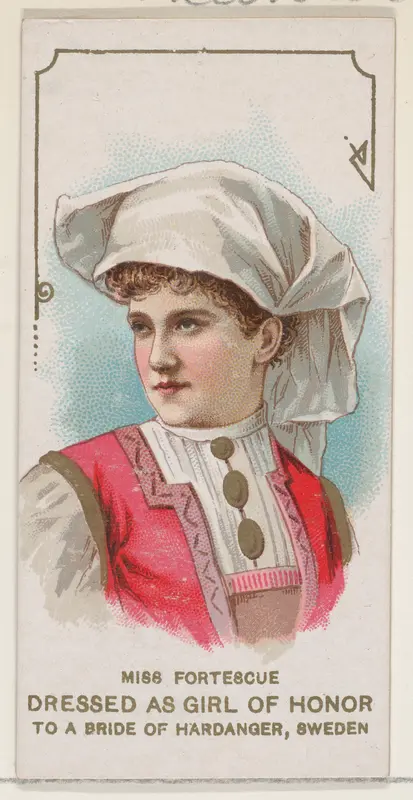 Miss Fortescue Dressed as Girl of Honor to a Bride of Hardanger, Sweden, from the set Actors and Actresses, First Series (N70) for Duke brand cigarettes Wall Art by W. Duke, Sons & Co. - High-Resolution Digital Print