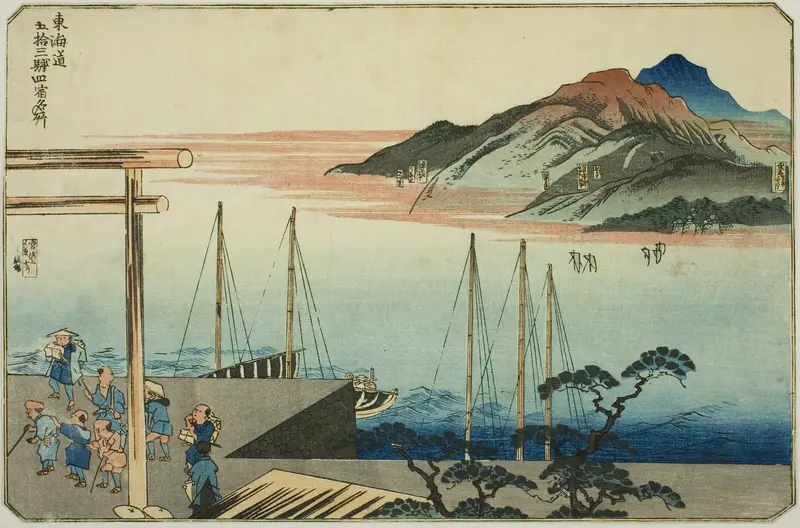 Miya, Kuwana, Yokkaichi, and Ishiyakushi, from the series "Famous Places on the Fifty-three Stations of the Tokaido, Four Stations (Tokaido gojusan eki yonshuku meisho)"