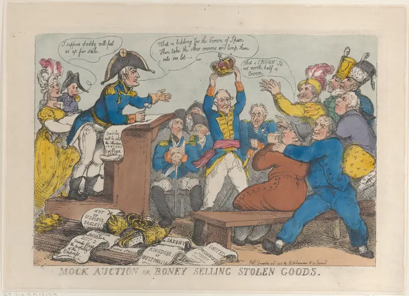 Mock Auction or Boney Selling Stolen Goods Wall Art by Thomas Rowlandson - High-Resolution Digital Print