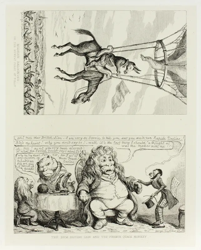 Modern Ballooning, or the Newest Phase of Folly from George Cruikshank's Steel Etchings to The Comic Almanacks: 1835-1853 (top) Wall Art by George Cruikshank - High-Resolution Digital Print