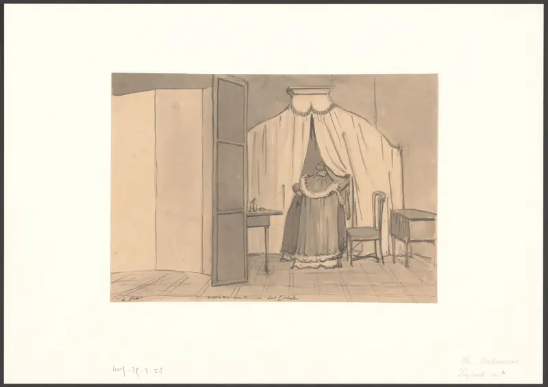 Moeder en kinderen kijken naar een zieke op bed Wall Art by Christiaan Andriessen - High-Resolution Digital Print