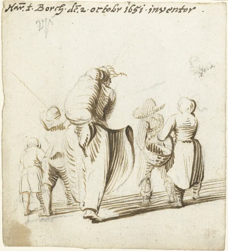 Moeder en vijf kinderen, van achteren Wall Art by Unknown - High-Resolution Digital Print