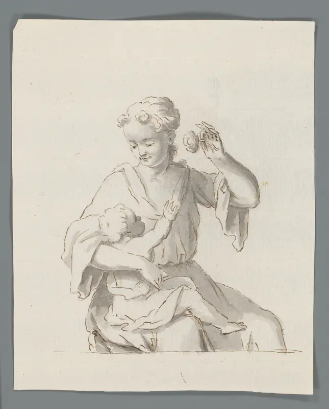 Moeder met kind en bloem Wall Art by Matthijs Balen (1684-1766) - High-Resolution Digital Print