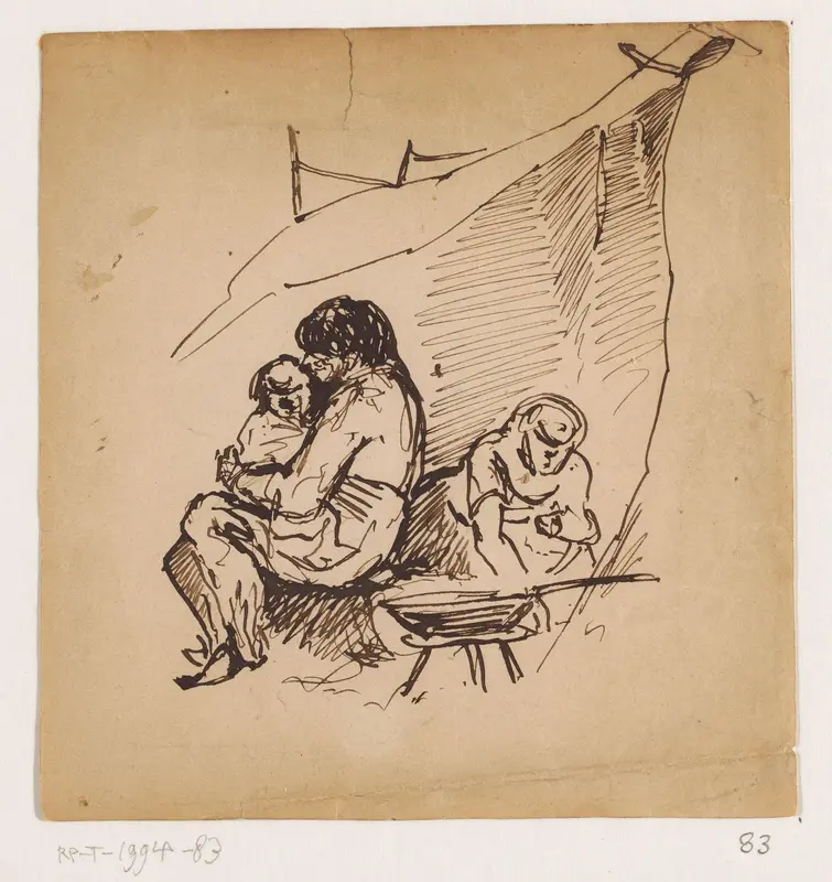 Moeder met kind en vrouw Wall Art by Johannes Tavenraat - High-Resolution Digital Print