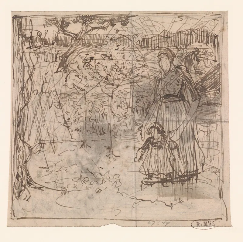 Moeder met kind in een tuin Wall Art by Edzard Koning - High-Resolution Digital Print