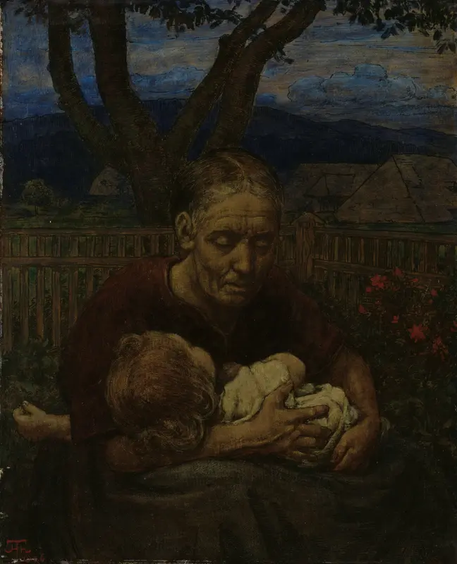 Moeder met kind in een tuin Wall Art by Unknown - High-Resolution Digital Print