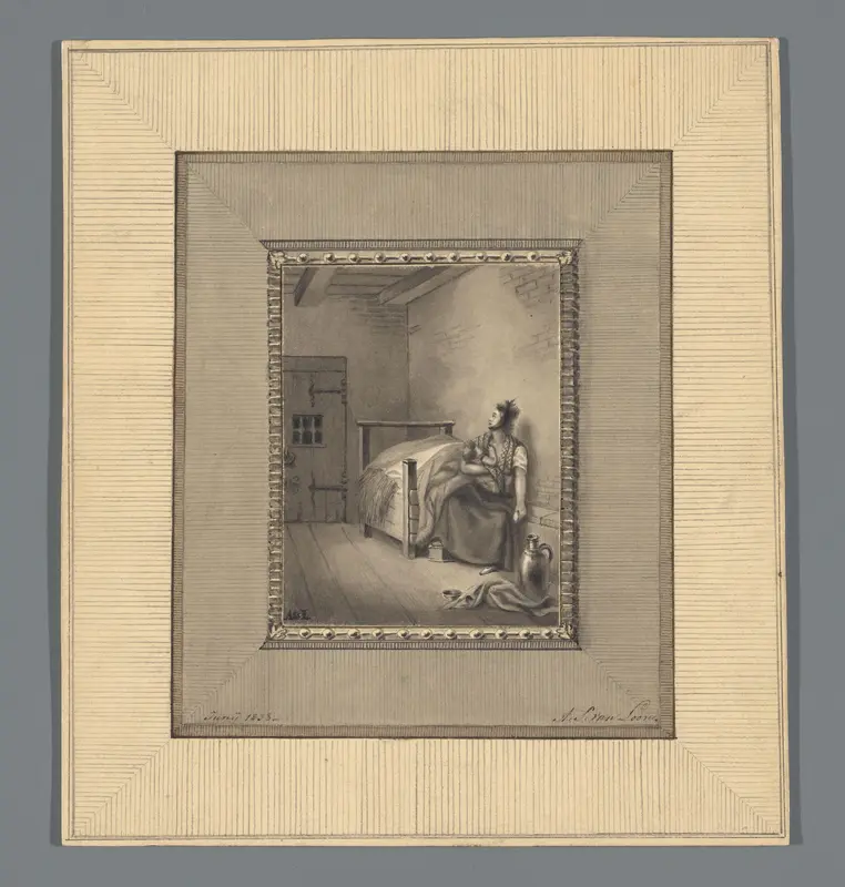 Moeder met kind in gevangeniscel Wall Art by Unknown - High-Resolution Digital Print