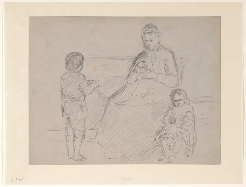 Moeder met kinderen Wall Art by Hendrik Valkenburg - High-Resolution Digital Print