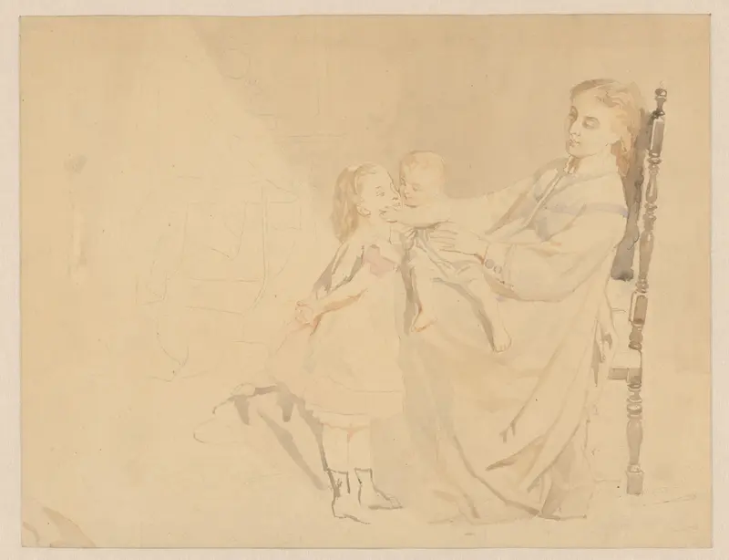 Moeder met twee kinderen Wall Art by Albert Neuhuys (1844-1914) - High-Resolution Digital Print