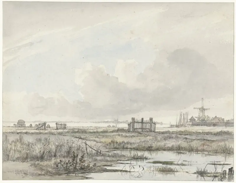 Moerassig landschap buiten een stad Wall Art by Hendrik Gerrit ten Cate - High-Resolution Digital Print