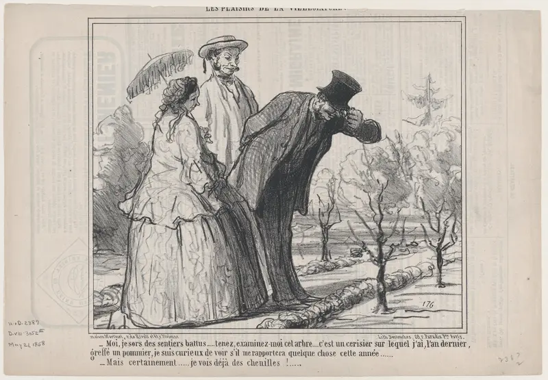 Moi, jè sors de sentiers battus..., from "Les Plaisirs de la Villégiature" Wall Art by Honoré Daumier - High-Resolution Digital Print