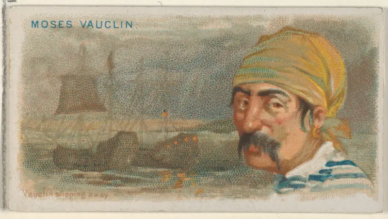 Moise Vauquelin, Vauquelin Slipping Away, from the Pirates of the Spanish Main series (N19) for Allen & Ginter Cigarettes Wall Art by Allen & Ginter - High-Resolution Digital Print