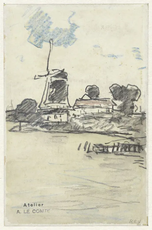 Molen aan het water Wall Art by Adolf le Comte - High-Resolution Digital Print