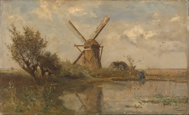 Molen bij een plas Wall Art by Unknown - High-Resolution Digital Print