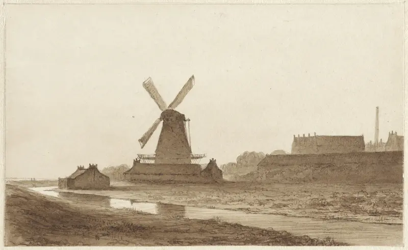 Molen bij het bolwerk Het Blauwhoofd te Amsterdam Wall Art by Hendrik Abraham Klinkhamer - High-Resolution Digital Print