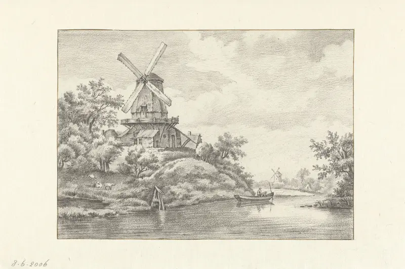 Molen op een stadswal Wall Art by Gerrit Hulseboom - High-Resolution Digital Print