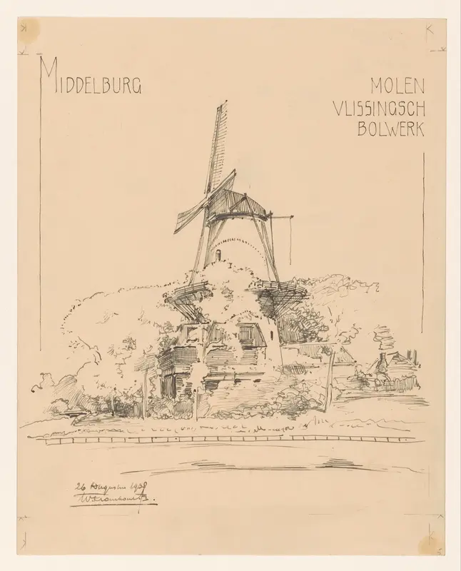 Molen op het Vlissingsch Bolwerk te Middelburg Wall Art by Willem Kromhout - High-Resolution Digital Print