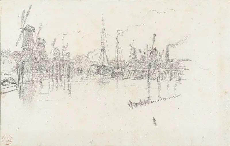 Molens aan de haven van Rotterdam Wall Art by Eugène Isabey - High-Resolution Digital Print