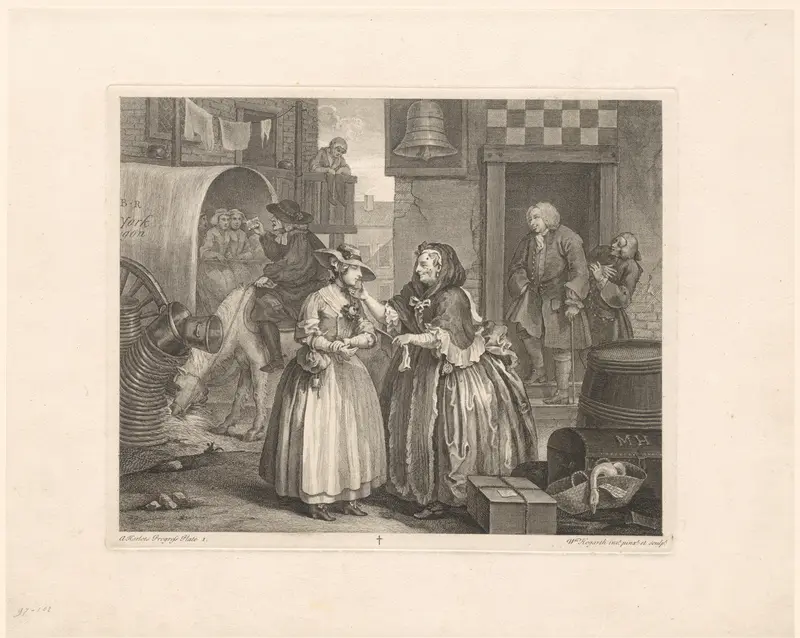 Moll Hackabout arriveert in Londen en wordt bekeken door bordeeleigenaar Elizabeth Needham Wall Art by Unknown - High-Resolution Digital Print