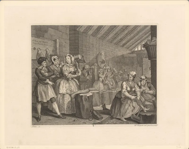 Moll Hackabout slaat hennep in Bridewell Prison Wall Art by Unknown - High-Resolution Digital Print