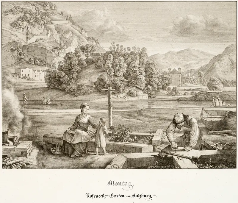 Monday: Rosenecker Garden before Salzburg Wall Art by Ferdinand Olivier - High-Resolution Digital Print