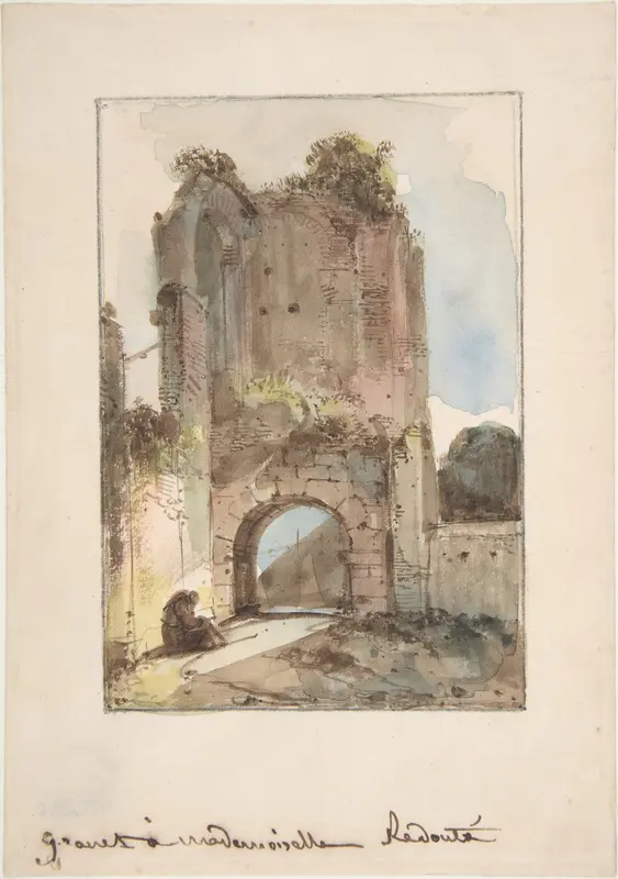 Monk Seated Before a Ruined Gateway Wall Art by François Marius Granet - High-Resolution Digital Print