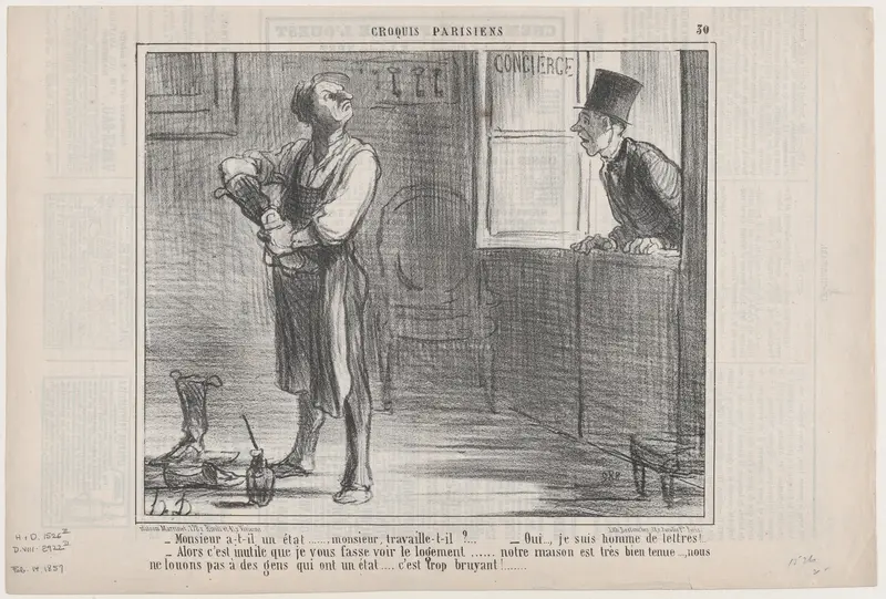 Monsieur a-t-il un état..., from "Croquis Parisiens" Wall Art by Honoré Daumier - High-Resolution Digital Print