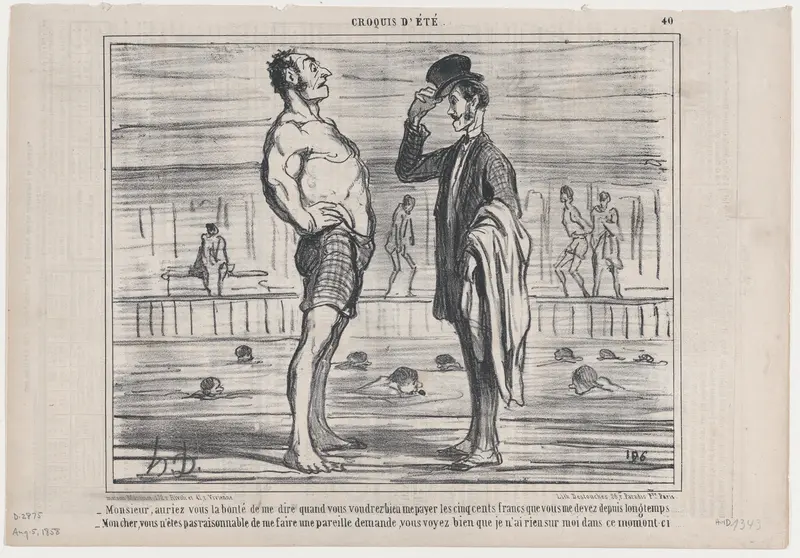 Monsieur, auriez vous la bonté de me dire..., from Croquis d'Été, published in Le Charivari, August 5, 1858 Wall Art by Honoré Daumier - High-Resolution Digital Print