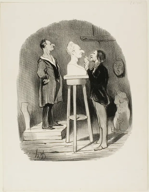 Monsieur Filochard, ex shopkeeper, retired, feels the need of passing on his bust in marble to even remotest posterity, plate 68 from Les Bons bourgeois
