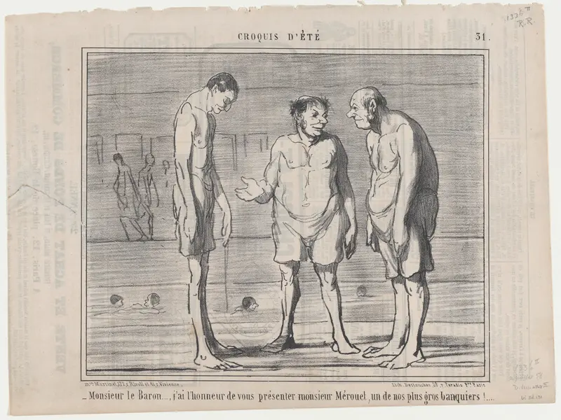 Monsieur le Baron..., j'ai l'honneur..., from Croquis Été, published in Le Charivari, July 2, 1858 Wall Art by Honoré Daumier - High-Resolution Digital Print