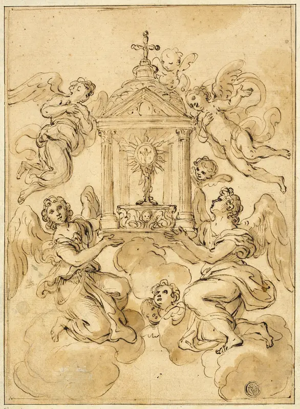 Monstrance Borne by Angels Wall Art by Algardi, Alessandro, Style of - High-Resolution Digital Print