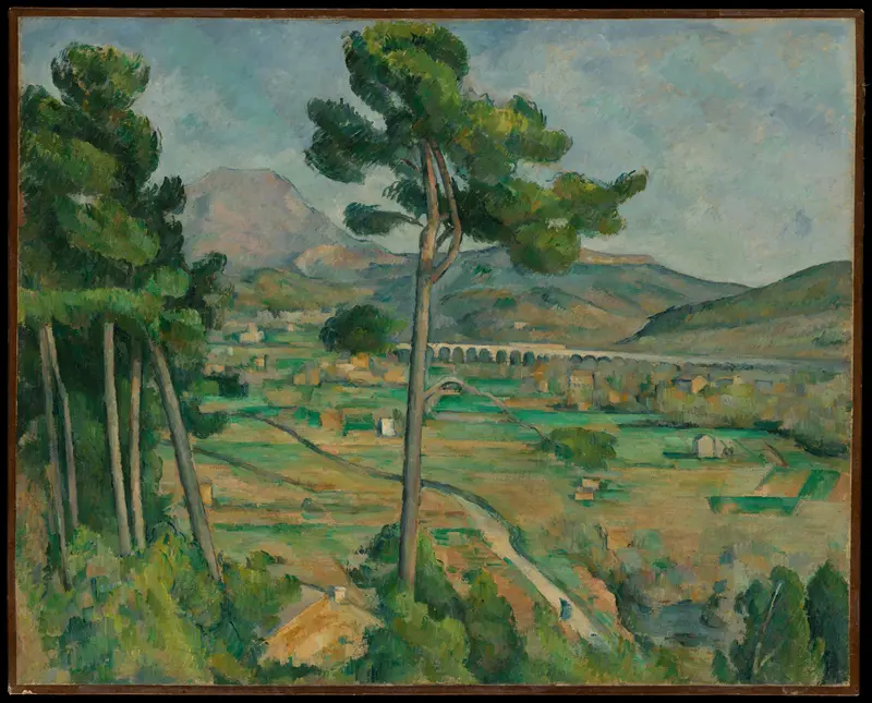 Mont Sainte-Victoire and the Viaduct of the Arc River Valley Wall Art by Paul Cézanne - High-Resolution Digital Print