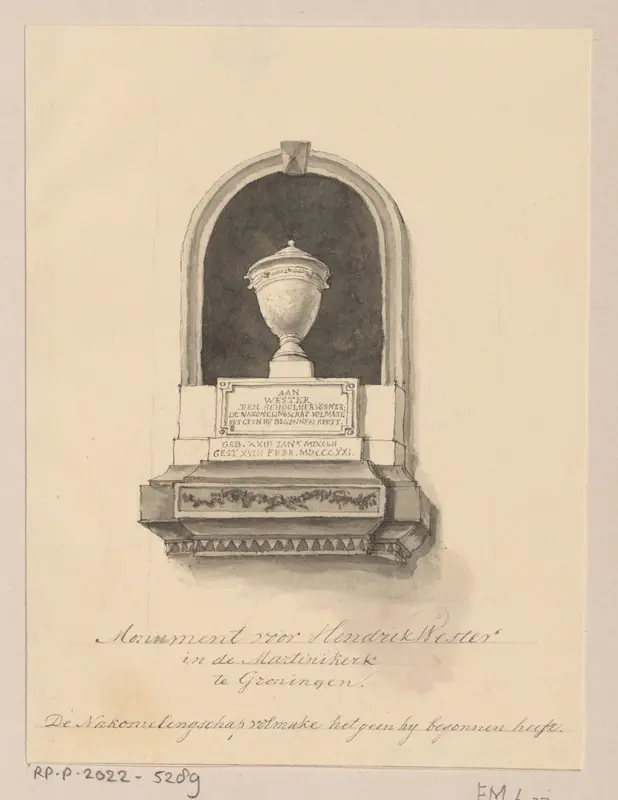 Monument voor Hendrik Wester in de Martinikerk in Groningen Wall Art by Unknown - High-Resolution Digital Print