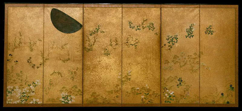 Moon and Autumn Grasses Wall Art by Tawaraya Sōtatsu - High-Resolution Digital Print