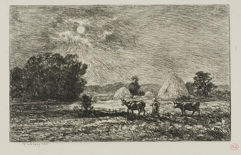 Moonlight in Valmondois Wall Art by Charles François Daubigny - High-Resolution Digital Print