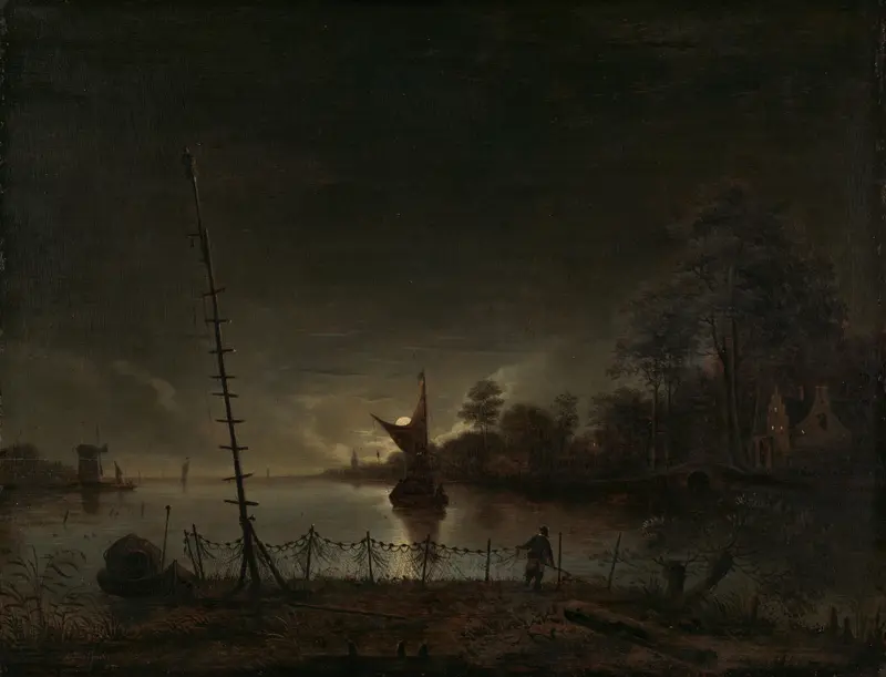 Moonlit Landscape Wall Art by Anthonie van Borssom - High-Resolution Digital Print