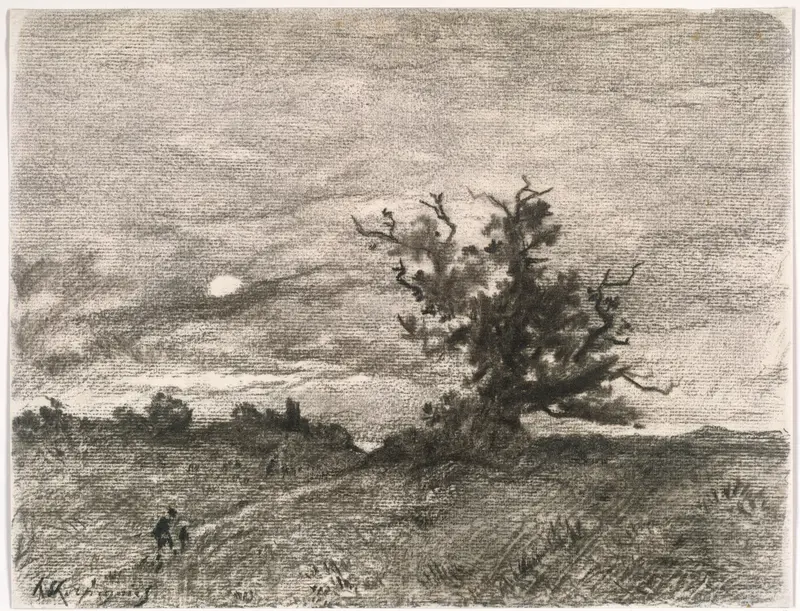Moonlit Landscape Wall Art by Henri-Joseph Harpignies - High-Resolution Digital Print