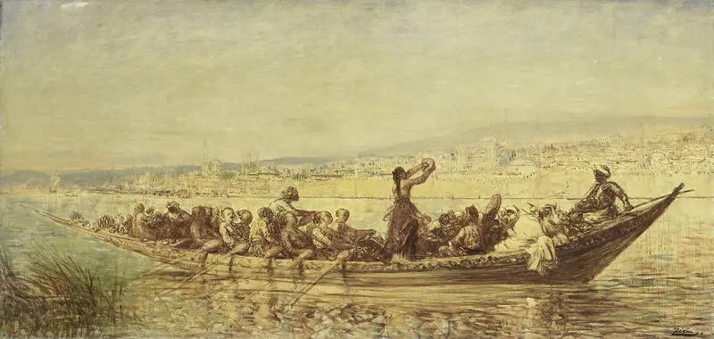 Moorse roeiers bij Constantinopel Wall Art by Félix François Georges Philibert Ziem - High-Resolution Digital Print