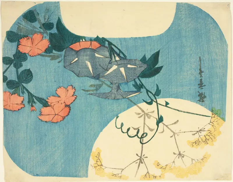 Morning Glories, Pinks, and Maiden Flower, from the series "Seven Autumn Flowers in Moonlight"