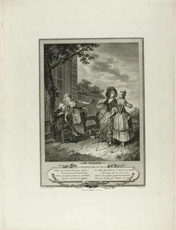 Morning Walk, from Monument du Costume Physique et Moral de la fin du Dix-huitième siècle Wall Art by Charles Louis Lingée - High-Resolution Digital Print