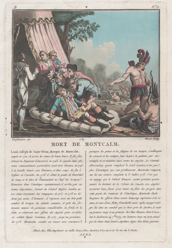 Mort de Montcalm [The Death of Montcalm at Quebec, September 14, 1759] Wall Art by Jean-Baptiste Morret - High-Resolution Digital Print