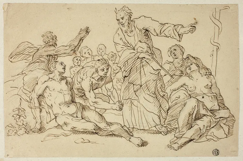 Moses and the Brazen Serpent Wall Art by Unknown Italian - High-Resolution Digital Print