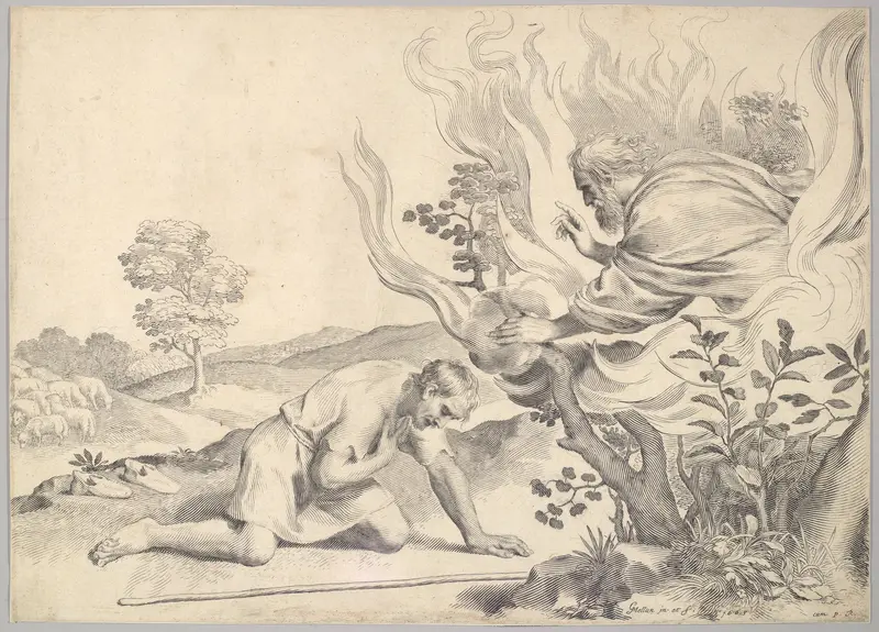 Moses Before the Burning Bush Wall Art by Claude Mellan - High-Resolution Digital Print