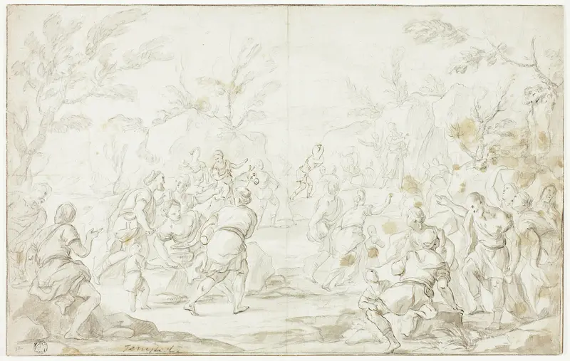 Moses Striking the Rock Wall Art by Luca Giordano - High-Resolution Digital Print