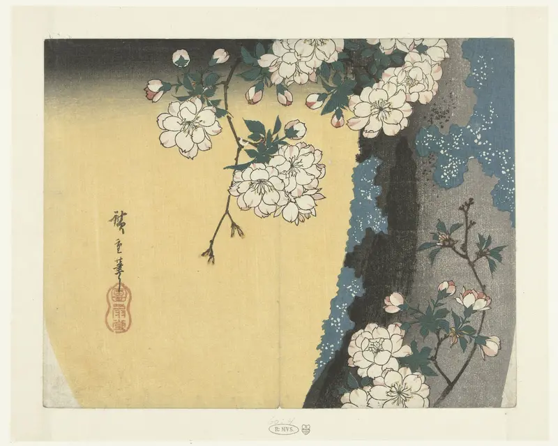 Mossy Trunk and Cherry Blossoms Wall Art by Unknown - High-Resolution Digital Print