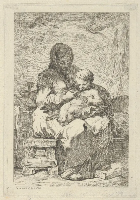 Mother and Child Wall Art by Jacques Francois Amand - High-Resolution Digital Print